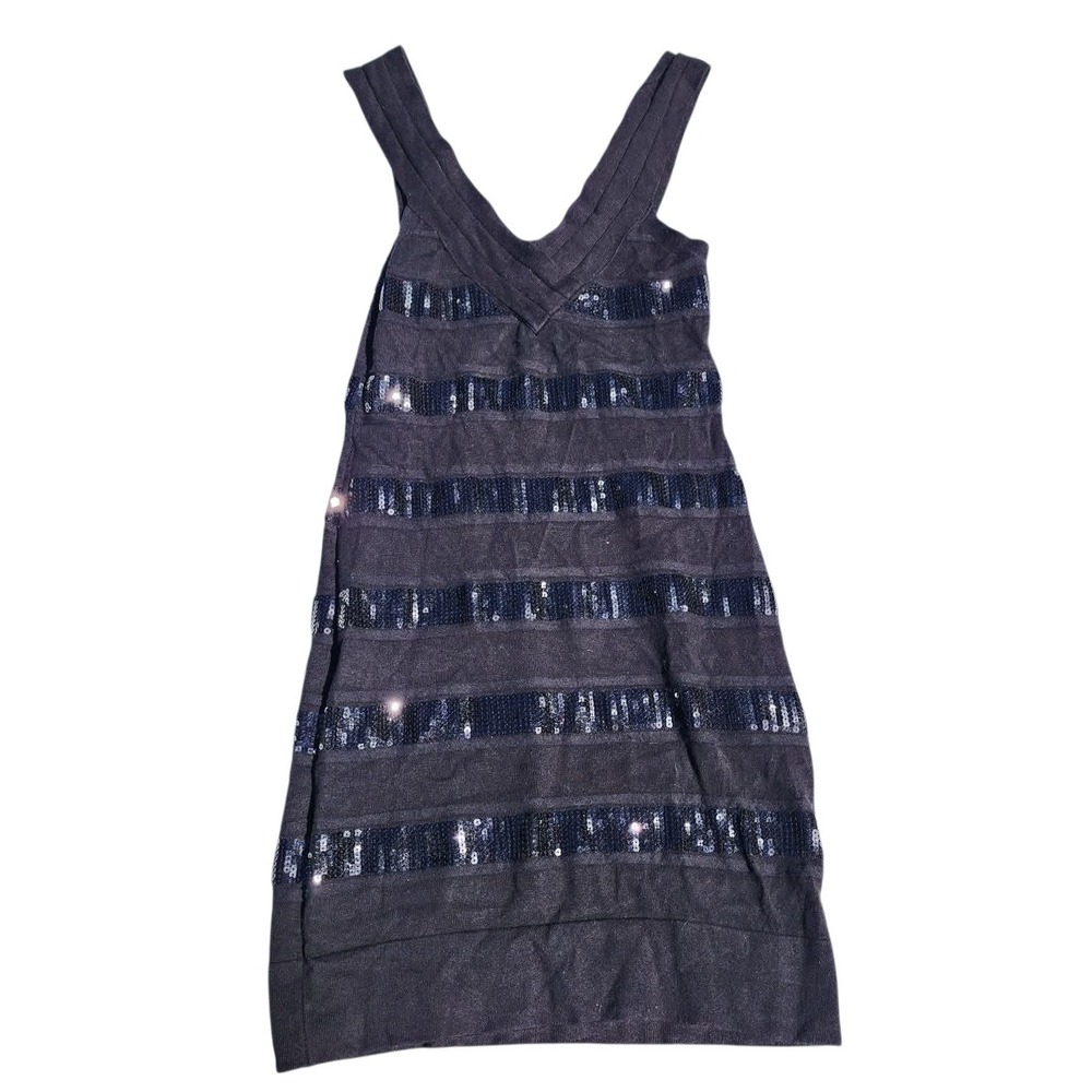 Guess Women's Medium Sequin Stripe Sleeveless Cocktail Party Dress Black